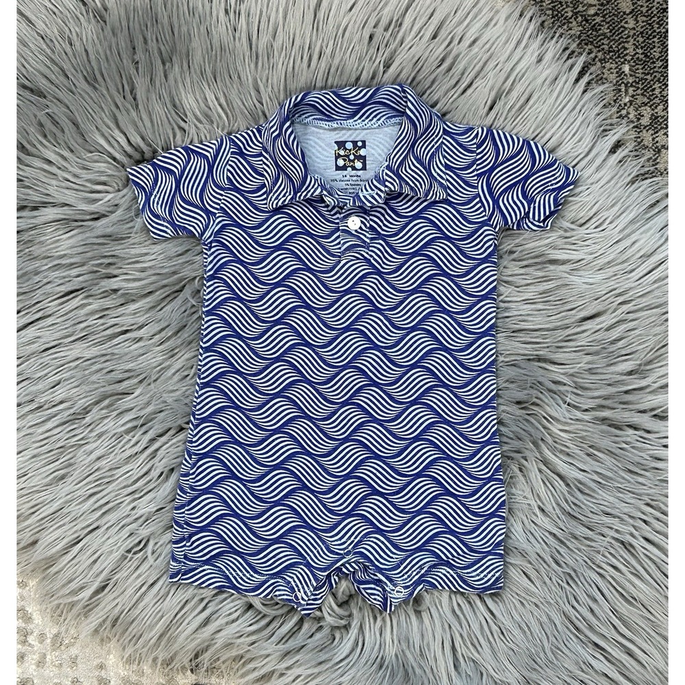 Kickee Pants Infant Printed Bamboo Romper In‎ Blue Swirls Size 3-6month
